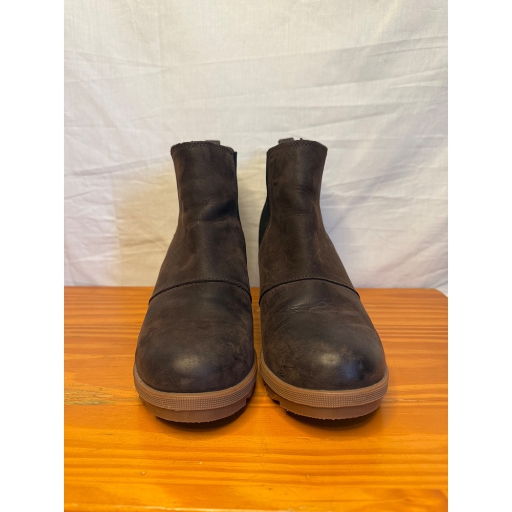 Sorel Joan of Arctic Wedge II Chelsea Boots Brown Leather NL3754-205 Womens 7.5